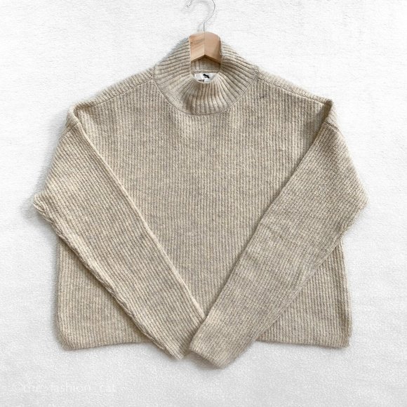 bp Sweaters - BP - Mock Neck Sweater - Beige Oatmeal Medium Heather